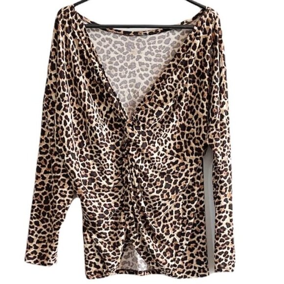 Fashion Nova Don't Get This Twisted Leopard Twist Long Sleeve Top - M - Picture 5 of 9